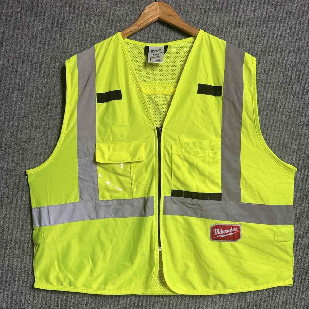 Milwaukee 48-73-5022 L/XL Hi Vis Safety Vest Class 2 Reflective Workwear ANSI